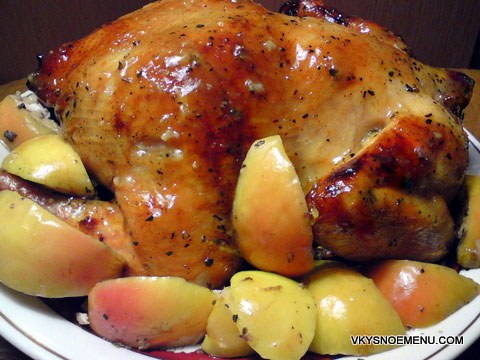 курица с яблоками