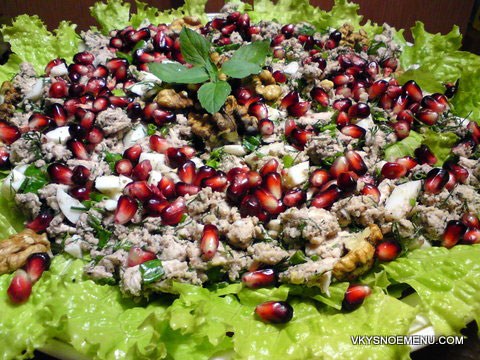 салат с курицей и гранатом